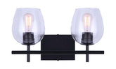 VANITY LIGHT 2LT CLR BLK 100W